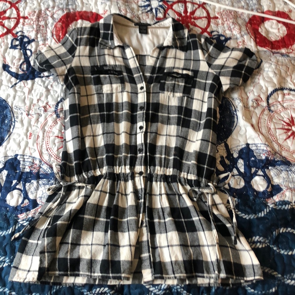 Plaid button down top